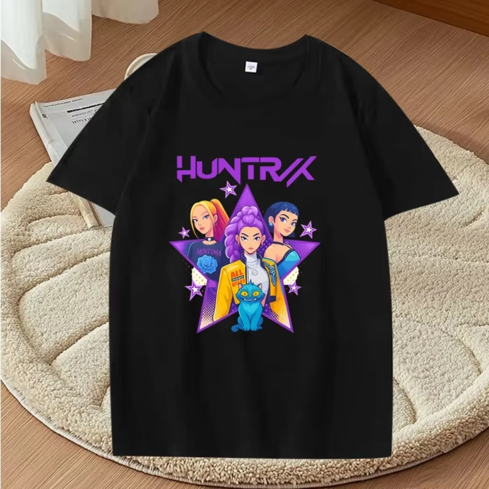 

New Pop Demon Hunters Girls Graphic T Shirts Men Women Oversized Cotton Fashion Anime Short Sleeve Summer Print Unisex Tops
