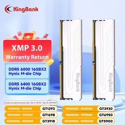 KingBank 데스크탑 AMD 인텔 CPU 마더보드 288 핀 DIMM XMP 3.0 EXPO 하이닉스 M 다이 CL30, DDR5 32GB 16GB 16GB x2 6000MHz