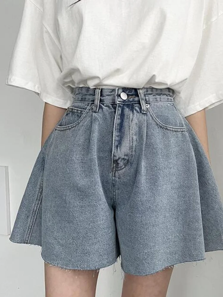 

High Waist Denim orts Women's Faion Loose Fit Summer Sle Korean Version Slimming Cut Pants Trendy Design Hot Pants