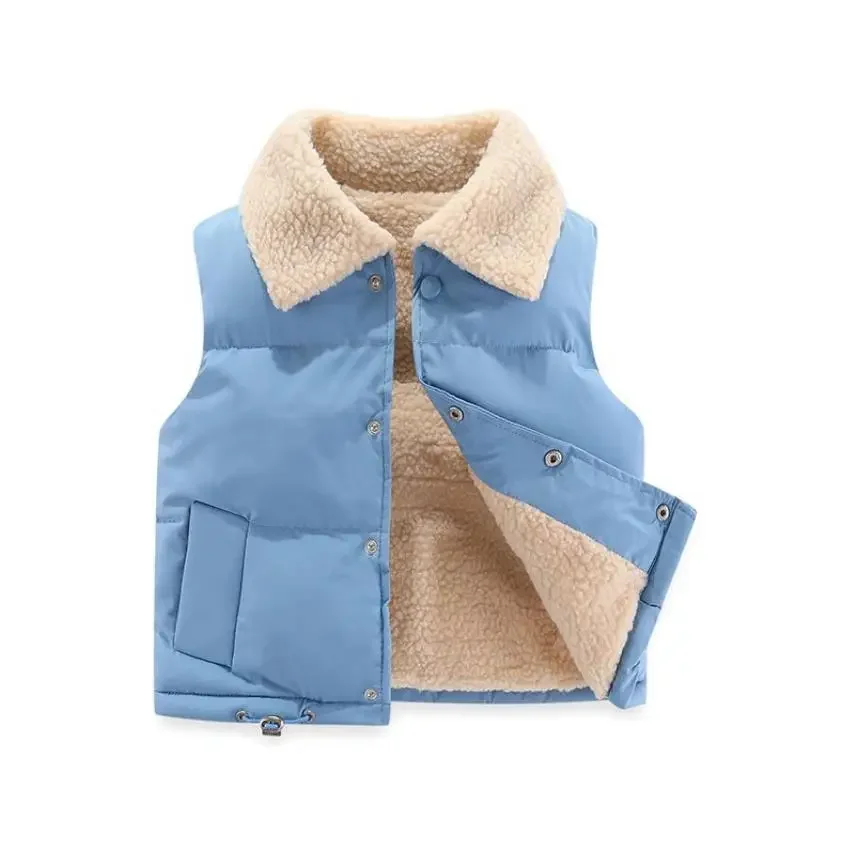 Ropa de estilo coreano para bebé y niño, chaleco cálido de lana con cuello vuelto, Chaqueta de algodón, chalecos de Navidad, Otoño e Invierno