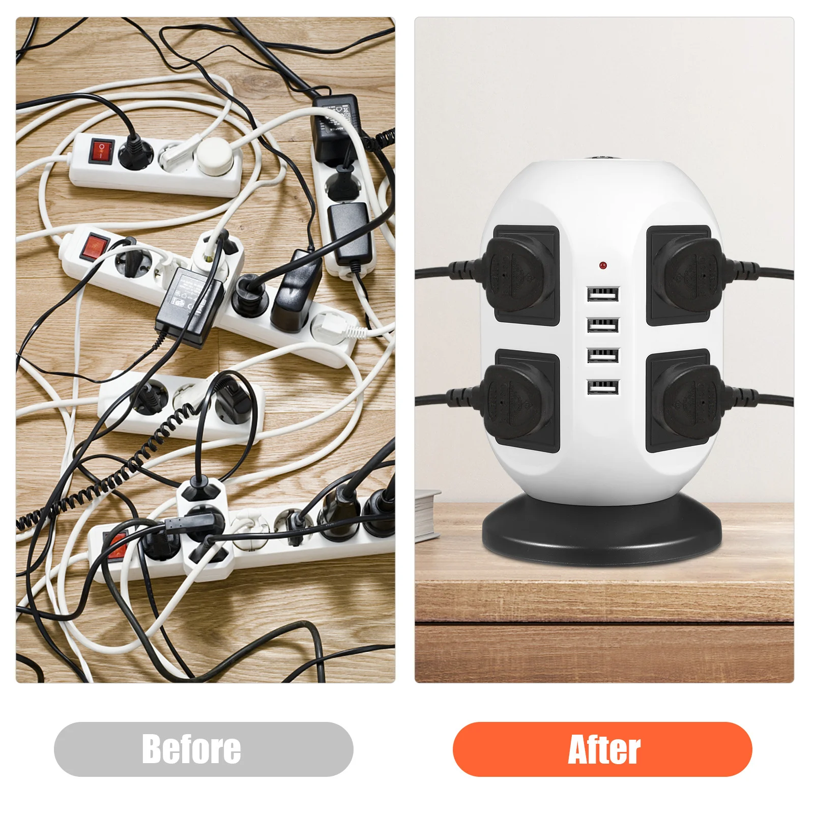

Power Strip Multi Plug Outlets Surge Protection Uk Plug Multi Socket Extension Socket Charging Port Tower Long Cable Protector