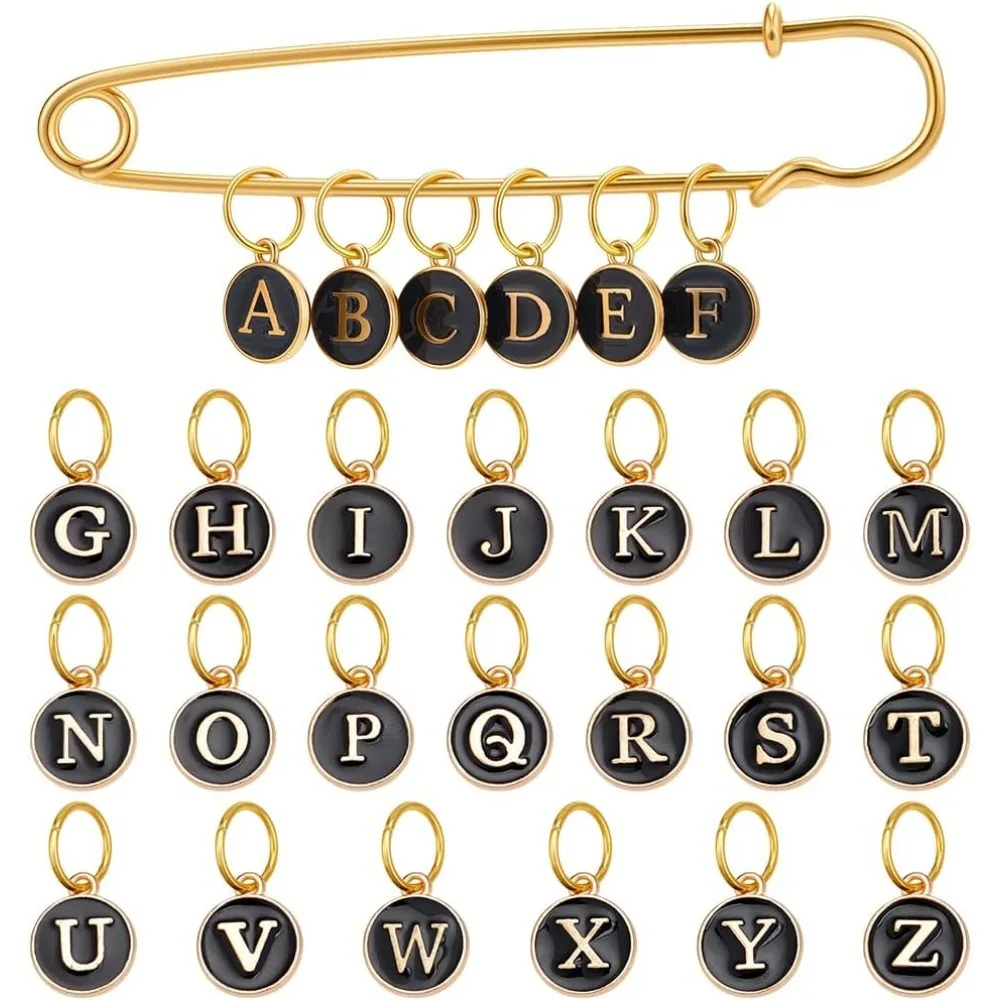 

A-Z Letter Crochet Stitch Marker Removable Locking Enamel Stitch Markers for Knitting Weaving Sewing Accessories