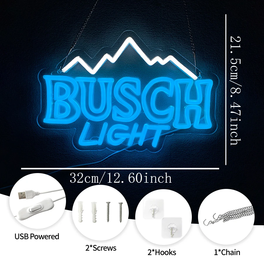 Busch Light Neon Sign, Used For Wall Decor, Usb Powered, Bars, Clubs, Holiday Parties, Restaurants, Man Cave Art Wall Lamps.