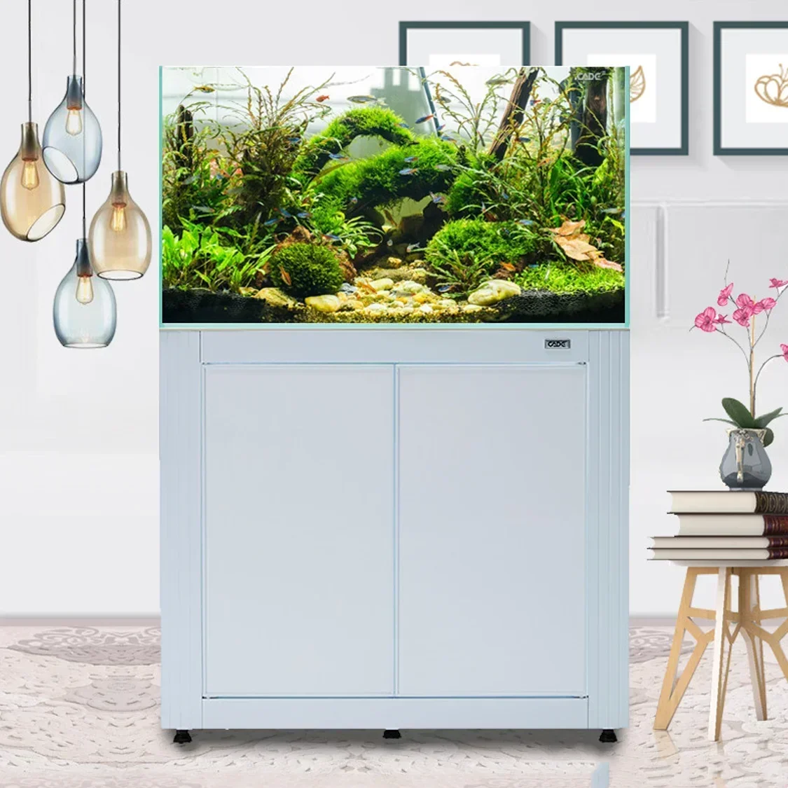 450L 119Gallon Glass Aquarium Marine Fish Tanks With Cabinet