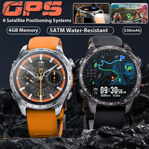 Imagen 1 del producto Reloj inteligente con GPS incorporado para hombre, mapas sin conexión, memoria de 4GB, pulsera inteligente deportiva militar, linterna LED resistente al agua hasta 50m, novedad de 2026