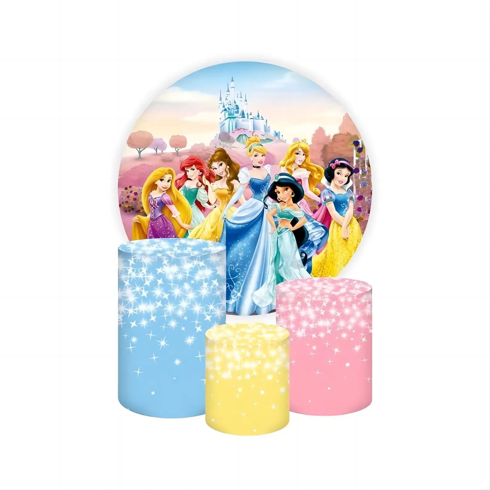 

Disney Princess Frozen Party Background Decors Round Customized Backdrop Children's Birthday Decoration Wedding Banner