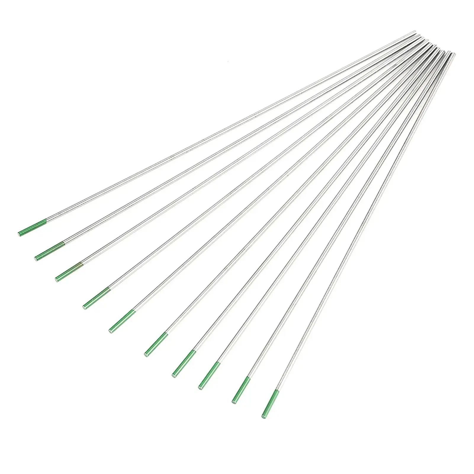 10Pcs Pure Tungsten Electrodes WP Green Tip 1.0/1.6/2.0/2.4mm Low Burn-Off Rate for ac Tig Welding 250-400A