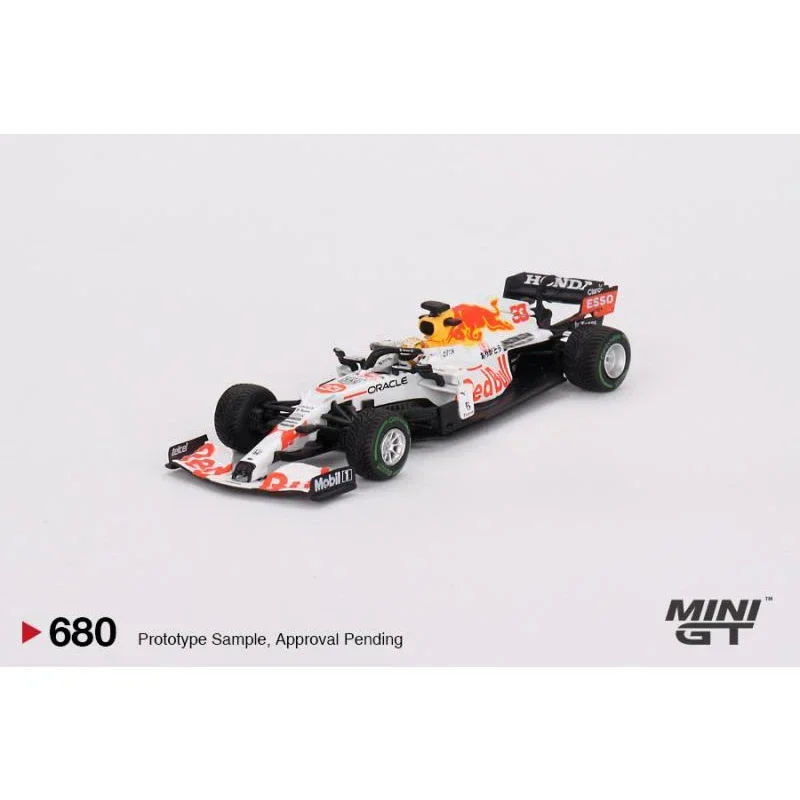 Minigt 680 1:64 f1 rb16b branco diecast diorama modelo de carro coleção carros em miniatura brinquedos