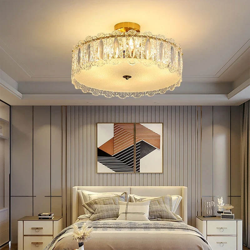 

Modern Ring Ceiling Lamp European Romantic Ceiling Pendant Light American Luxury Glass Chandelier Indoor Lighting Lustre Fixture