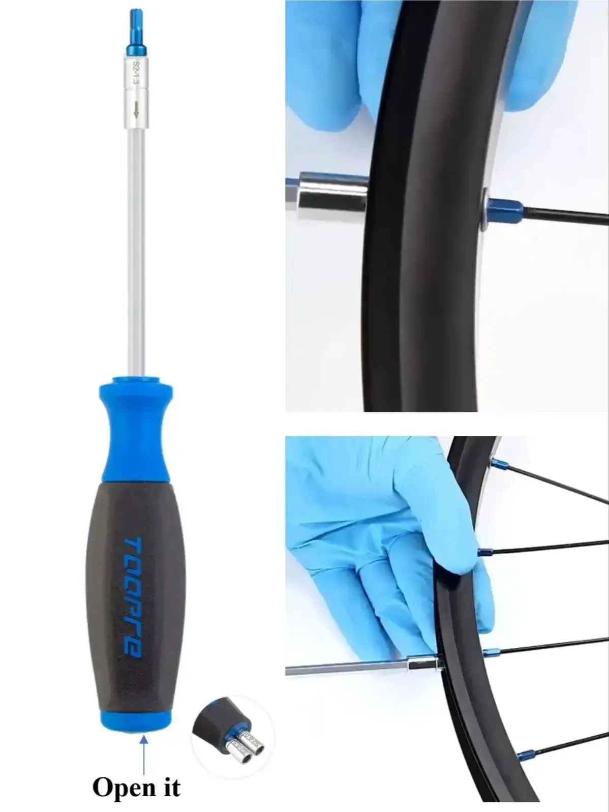 AliExpress NONE ‌1 Set Bike Wheel Rim Spoke Wrench – Internal Nipple Spoke Tool, Storable & Replaceable Sleeves for Flat/Square/Hex Spoke Caps