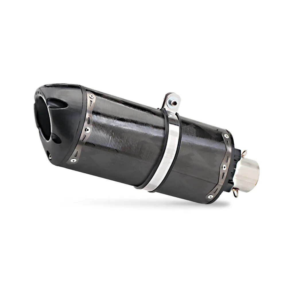 

51mm Inlet Universal Motorcycle Exhaust Carbon Fiber Muffler For FZ6 R6 R15 R3 ZX10R Z900 CBR1000 PCX NMAX XMAX