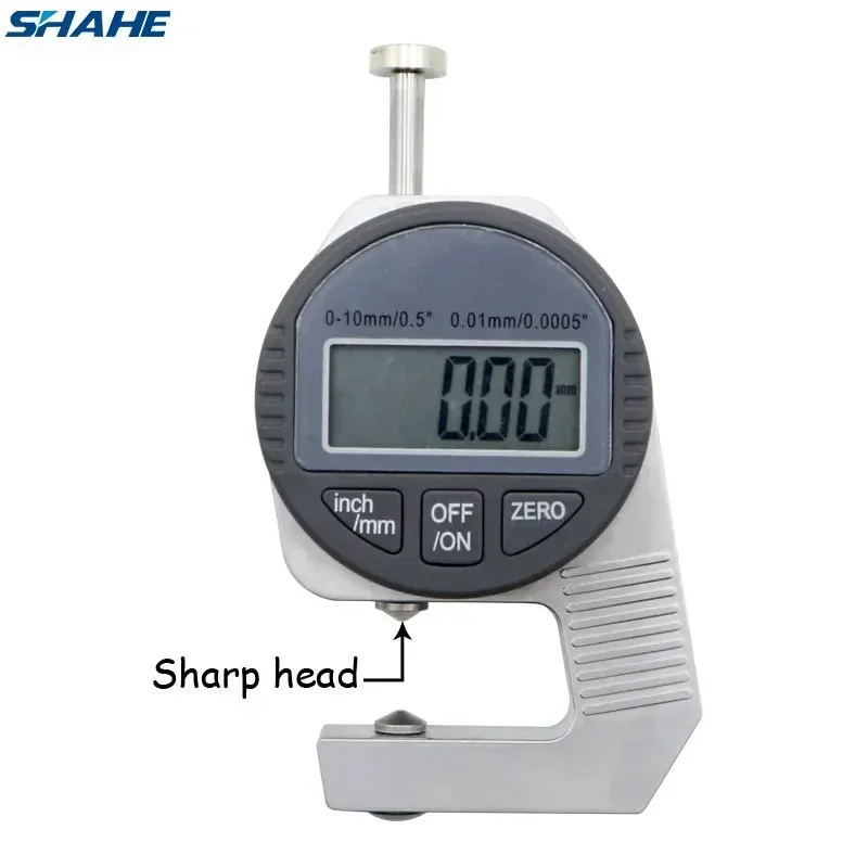 Shahe Portable Mini Precise Digital Thickness Gauge Meter Tester Micrometer Thickness Pointed Head 0 - 12.7 mm