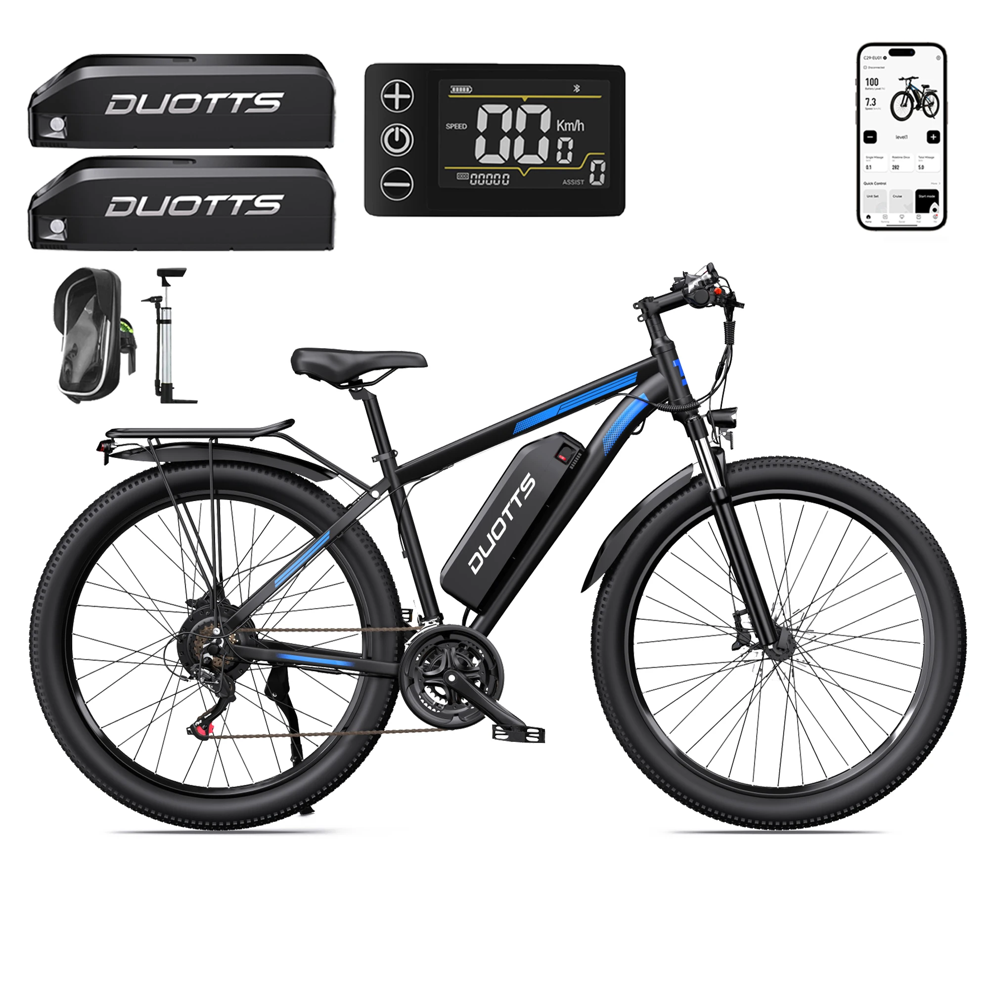 Image of 29-Zoll-Reifen Elektrofahrrad, NEUES DUOTTS C29-L, 750W Motor, 48V 30AH Doppelbatterie, 3*7-Gang-Schaltung, Geschwindigkeitssensor, Ölbremse, Mountainbike E-Bike, APP-Steuerung