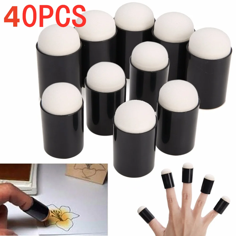 

40pcs Finger Painting Sponge Daubers Sponger Foam Applying Ink Chalk Inking Staining DIY Painting Craft Set Painting Tools