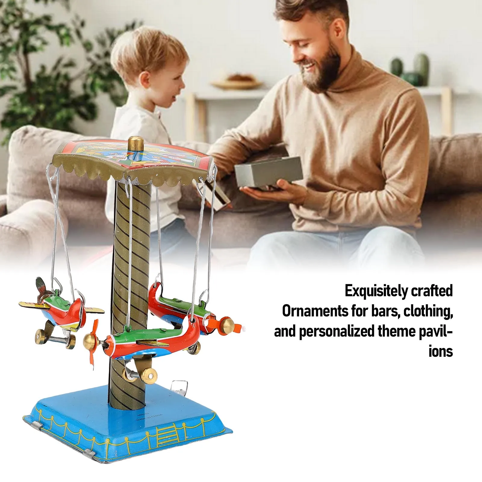 Collectible Tin Airplane Carousel MM089 Retro Nostalgic Clockwork