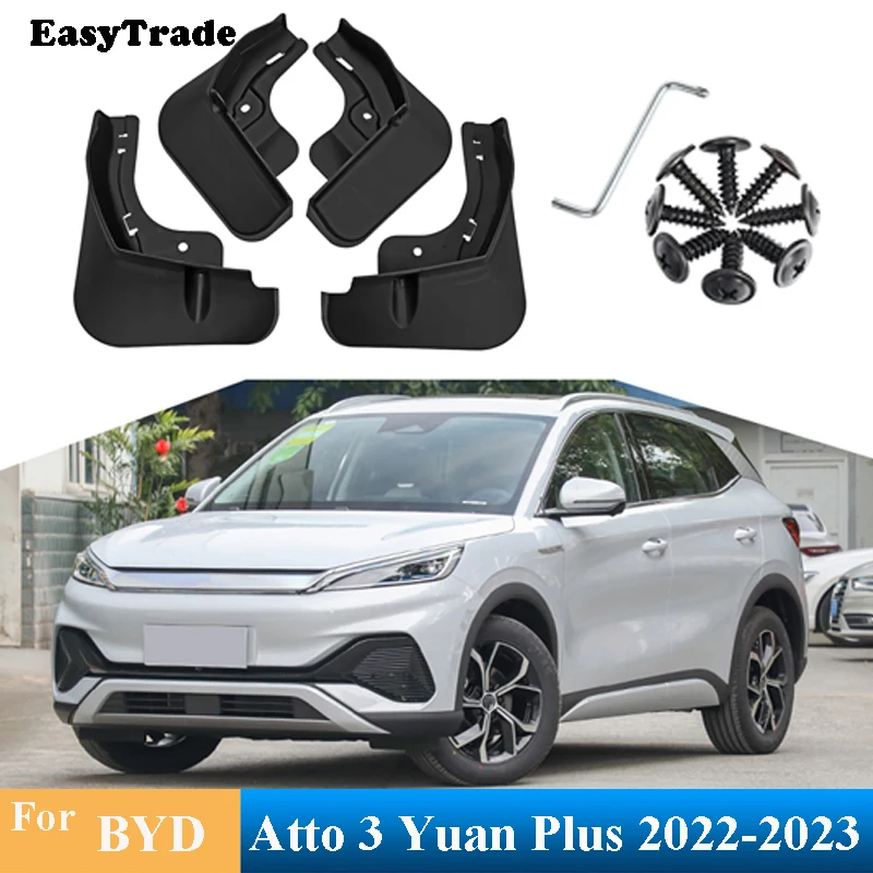 

For BYD Atto 3 Yuan Plus 2022 2023 Accessories Car Mudguards Anti-splash Mud Flaps Auto Front Rear Fender Mudflaps 4PCS