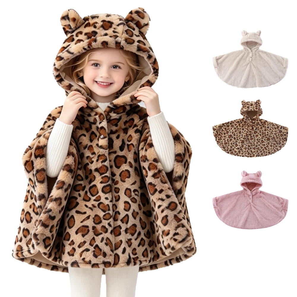 Baby Autumn/Winter Windproof Girls Cloak 12 18 Month Polar Fleece Thick Warm Coat Cute Cartoon Cape Jacket for Children Clothes