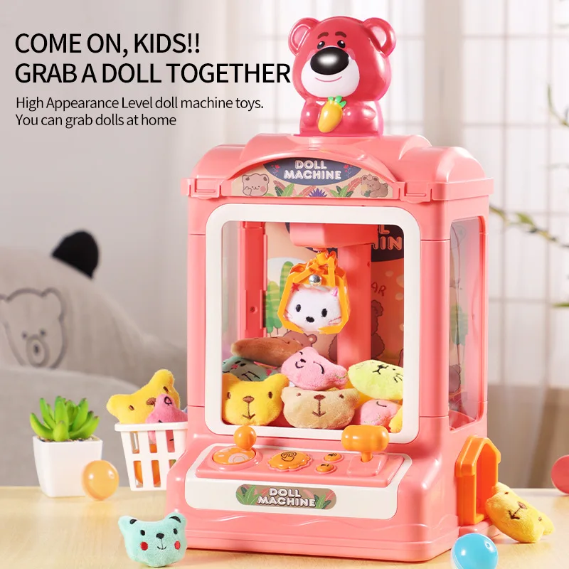 Cartoon Automatic Claw Machine Doll Machine Kids Operated Play Game Mini Claw Catch Toy Crane Machines Music Doll for Gift Toy