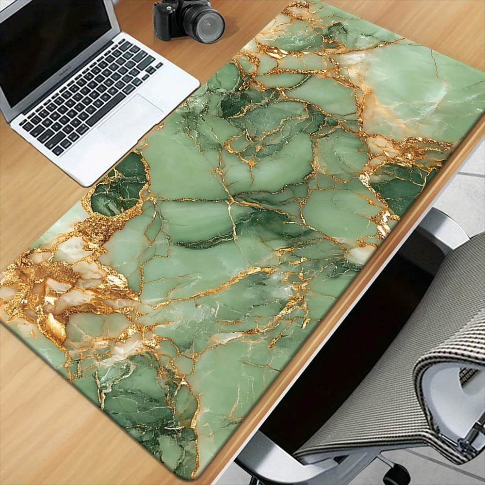 

Golden and Green Lines Mouse Pad Large Rubber Non-slip PC Desk Accessories Mousepad for Office and Gamer Keyboard Mats Decor Mat