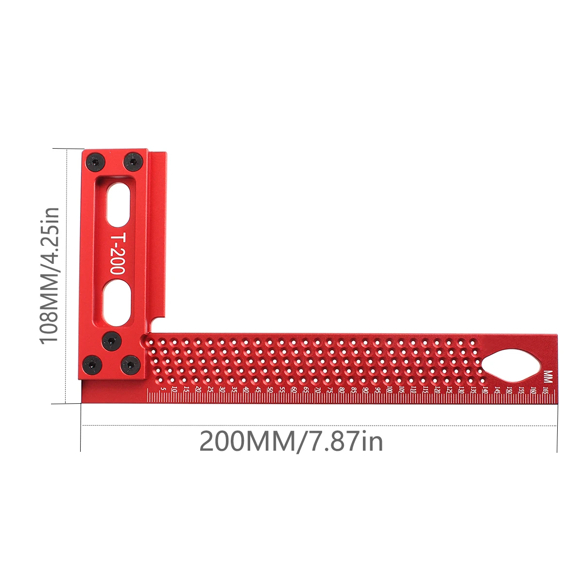 200MM precyzyjna waga linijka do otworów typu L ze stopu aluminium do obróbki drewna marnotrawstwa liniowego stolarza do pomiaru skryby