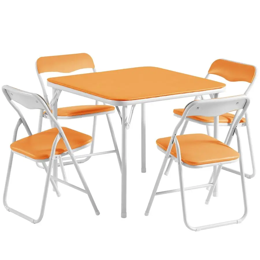 

Детский складной стол и стулья, набор из 5 предметов, портативный, с ультрамягкой подушкой, оранжевый