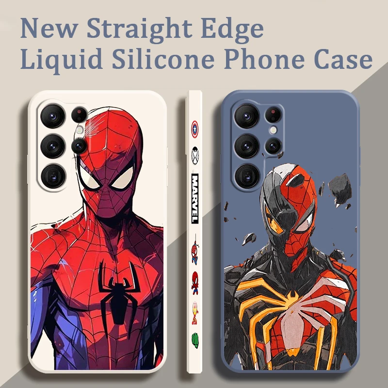 

Marvel Spider-Man Cartoon Cool Liquid Left Rope For Samsung Galaxy S24 S23 S22 S21 S20 FE S10 Ultra Plus Lite 5G Cover TPU