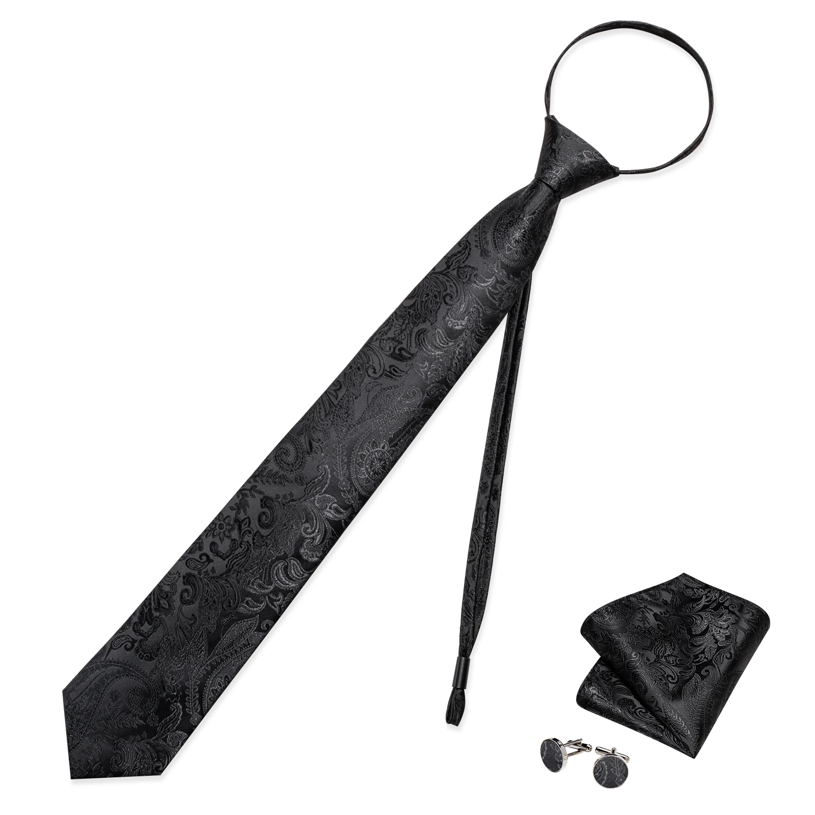 Herren-Business-Krawatte mit Reißverschluss, braun, schwarz, kariert, floral gestreift, Bräutigam, Hochzeit, faule Krawatten, Party, Herren-Accessoires, Geschenk für Ehemann – Detail 9
