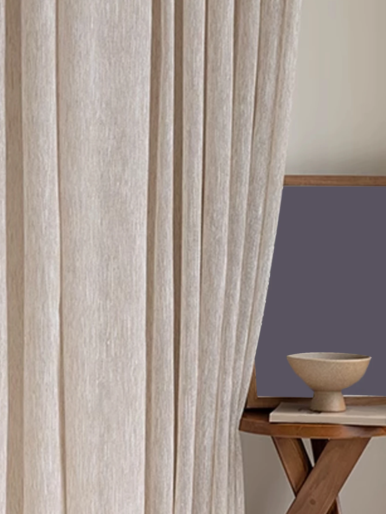 Sheer Curtain beige linen Japanese Korean style Mori Style Luxury 100% Polyester   Sheer Curtain for House Living Room Bedroom