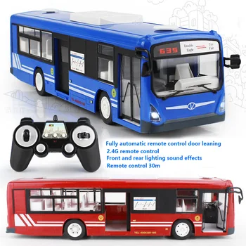 2.4G RC car bus 6CH remote control city bus high speed one key open door RC bus with realistic sound light