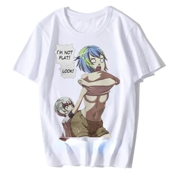 Earth Chan I'm Not Flat T-Shirt Hentai Anime Lewd Sexy Japanese Waifu Graphic T shirt Summer Women Men Harajuku Vintage Tops Tee