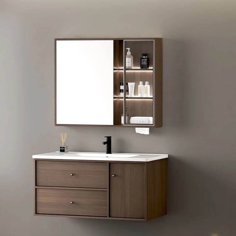 Popular Hotel Luxury Solid Wood Bathroom Drawer Storage Vanities Wall Mounted Cabinet Bathroom Vanity with Sink