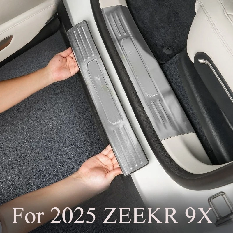 For 2025 ZEEKR 9X Stainless Steel Door Sill Protector, Custom Fit Scuff Plate Illuminated Kick Plate