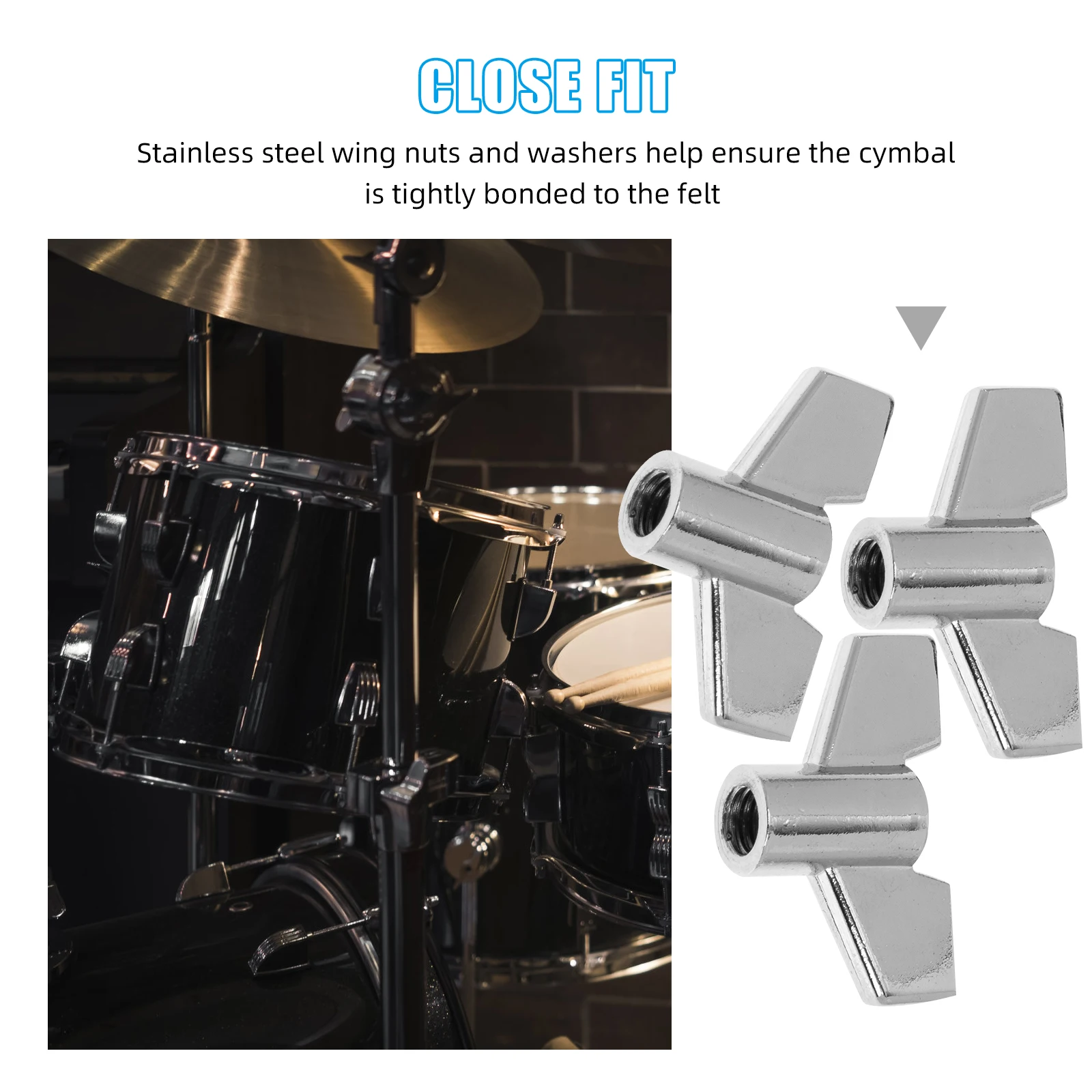 

3pcs Cymbal Stand Nut Drum Accessories Nuts Lightweight Durable Repair Tool for Percussion Instruments Portable