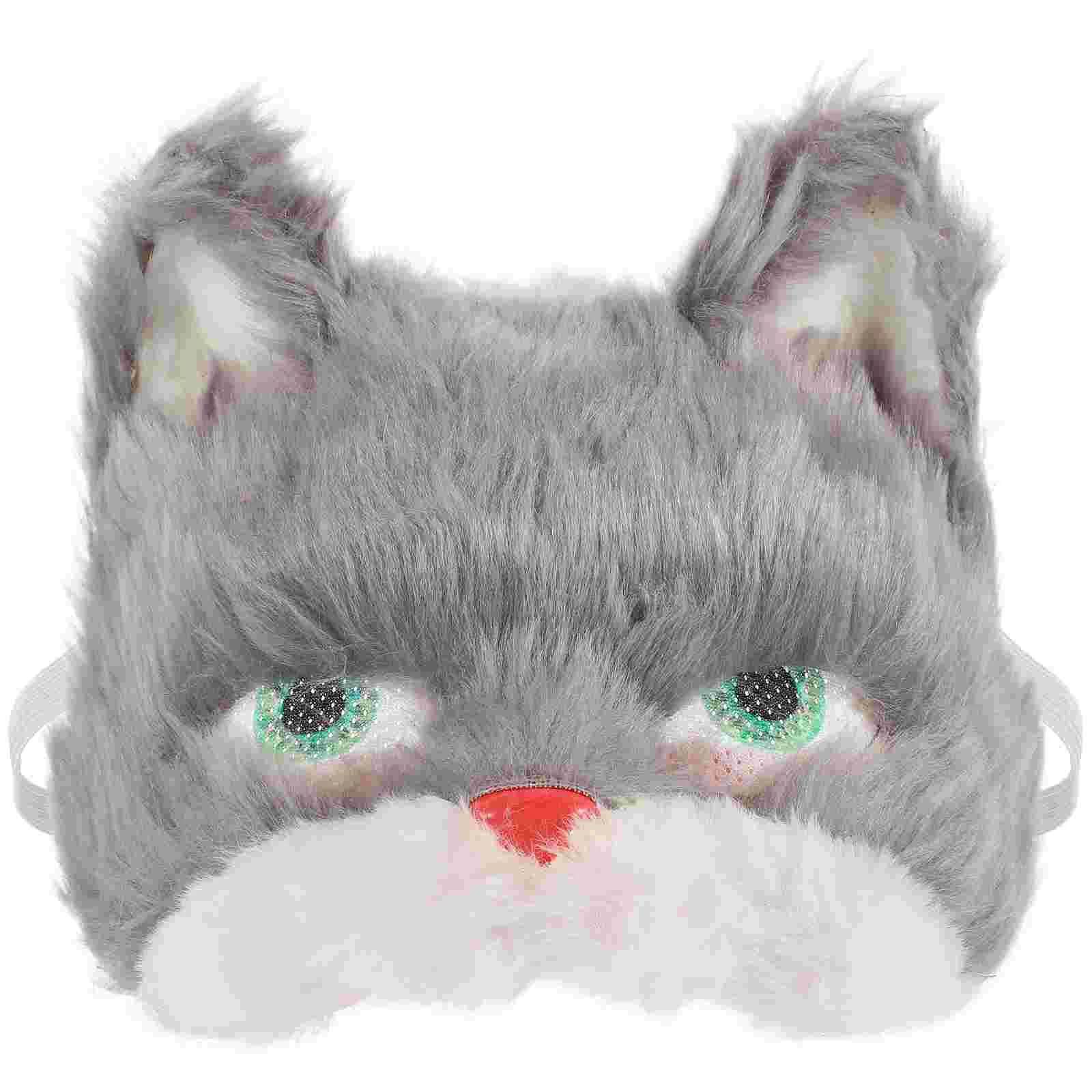 Masque de chat en peluche pour hommes, mini cosplay en PVC, accessoires de costume, masques de RhTim ade Ball Mardi Gras, décorations de tête Hpronostic Grey