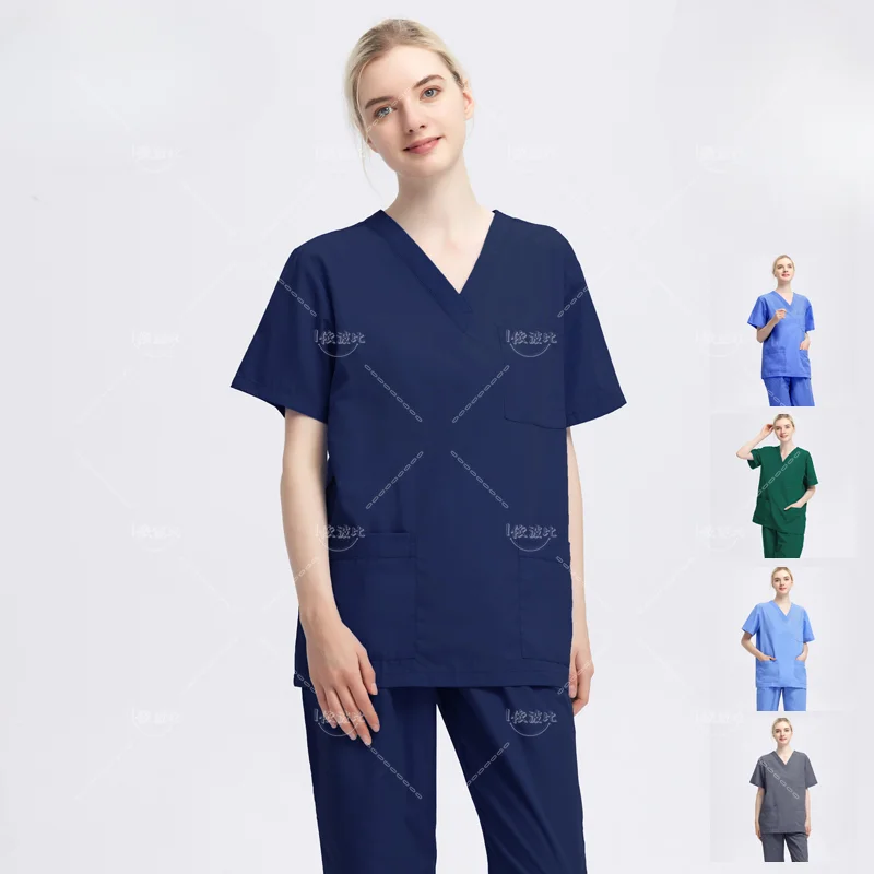 

Soft Fabric Medical Scrubs Set Nursing Uniform Hospital Sanitary Nurse Suit Beautician Uniforms Hand Wash Work Clothes