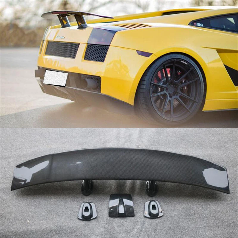 CEYUSOT For Lamborghini Gallardo Real Carbon Fiber Spoiler Wing LP550/LP5560/LP570 CAR Trunk Rear Lip Tail Fin Decoration 2004+