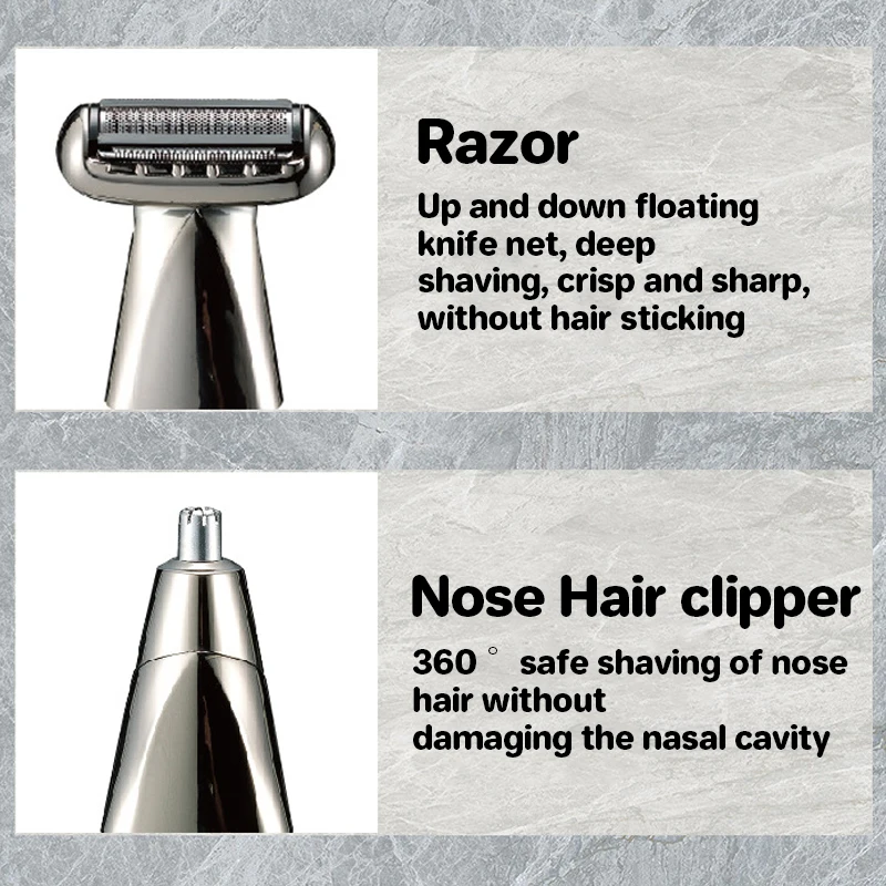 男性用電気ひげトリマー,鼻,耳,顔のひげのトリミングキット,コードレス
