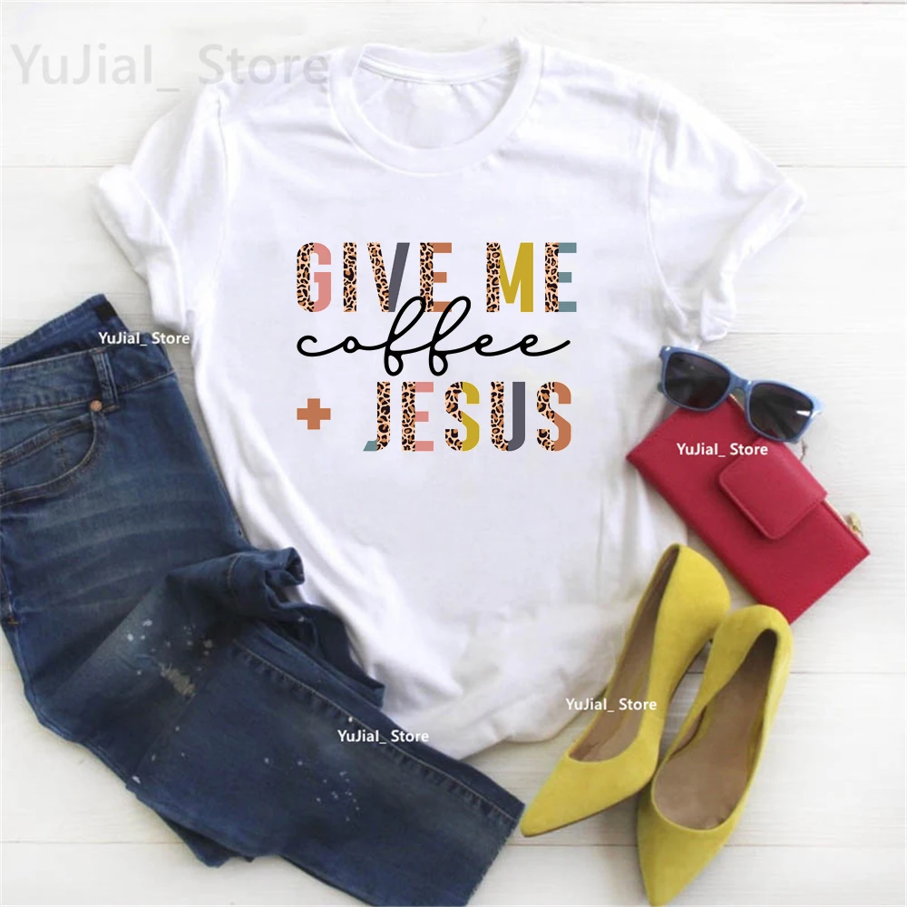 

Joy/Chosen/He Is Risen/Give Me Coffee Jesus/Just Pray Letter Print Tshirt Girls Summer Fashion Short Sleeve T Shirt Women Tops