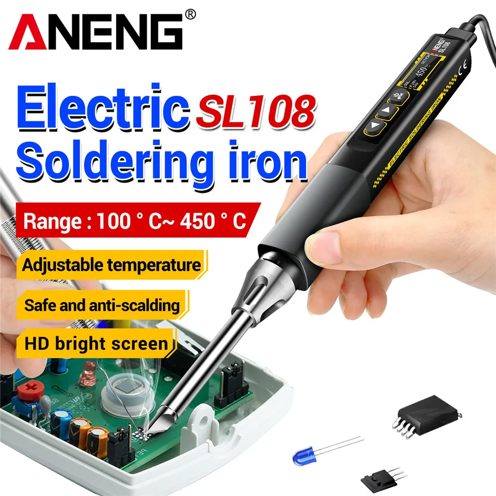 ANENG SL108 Electric Soldering Irons PD/QC 96W Adjustable Temperature Charge Fast Heat Portable Smart Welding Electrician Tools