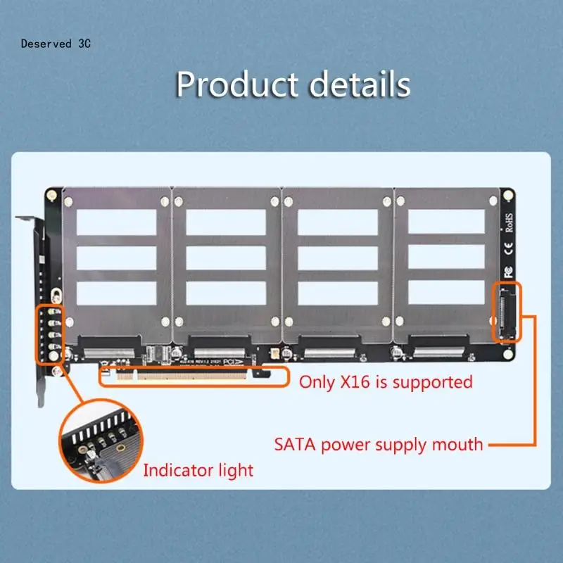 Imagem -02 - Adaptador U.2 para Pci-e Riser Pcie4.0 X16 para Placa Expansão Ssd 25 U.2 Sff8639