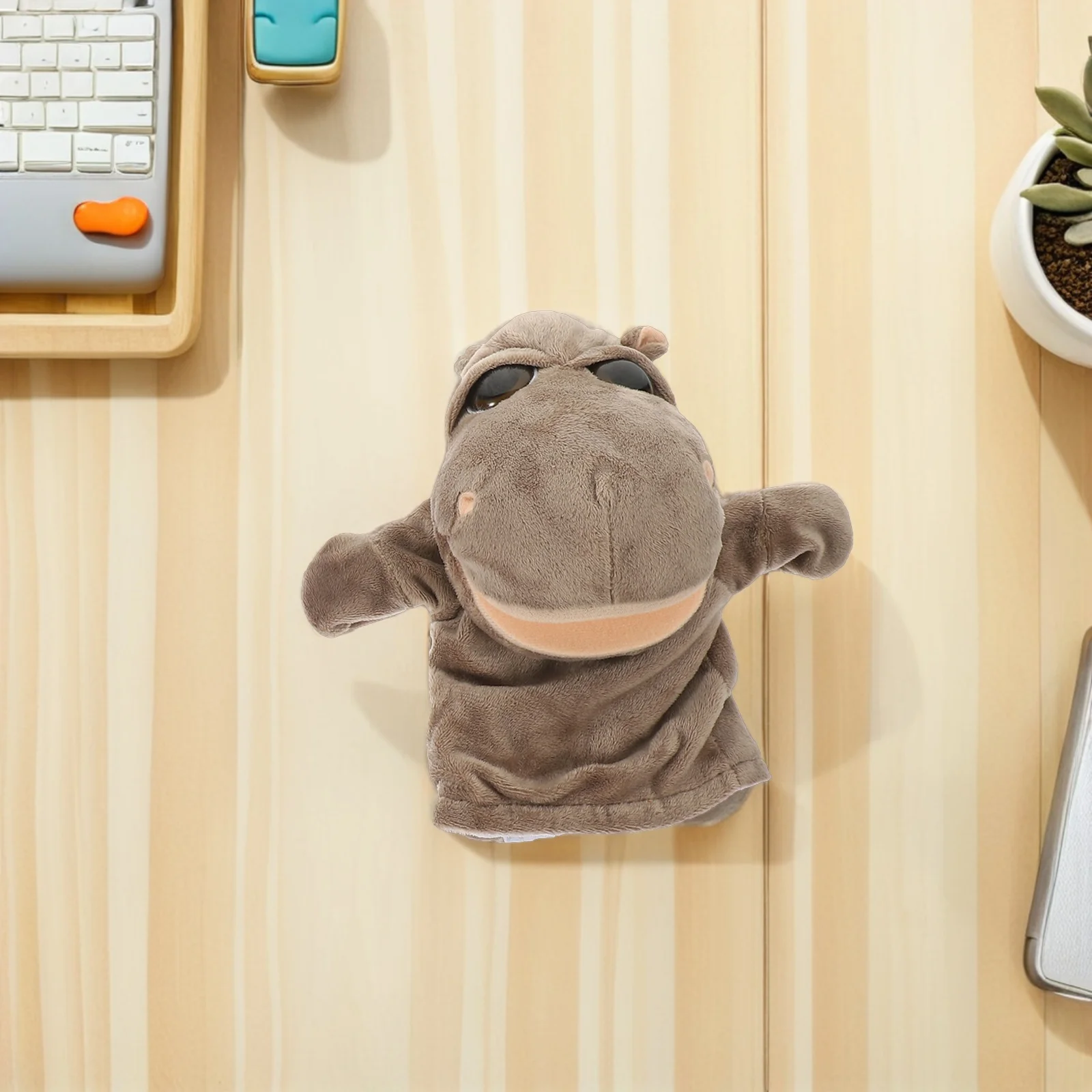 Educational Hippo Hand Puppet Kids Interactive Animal Role Play Storytelling Game Realistic Design for Home Classroom Use Brown