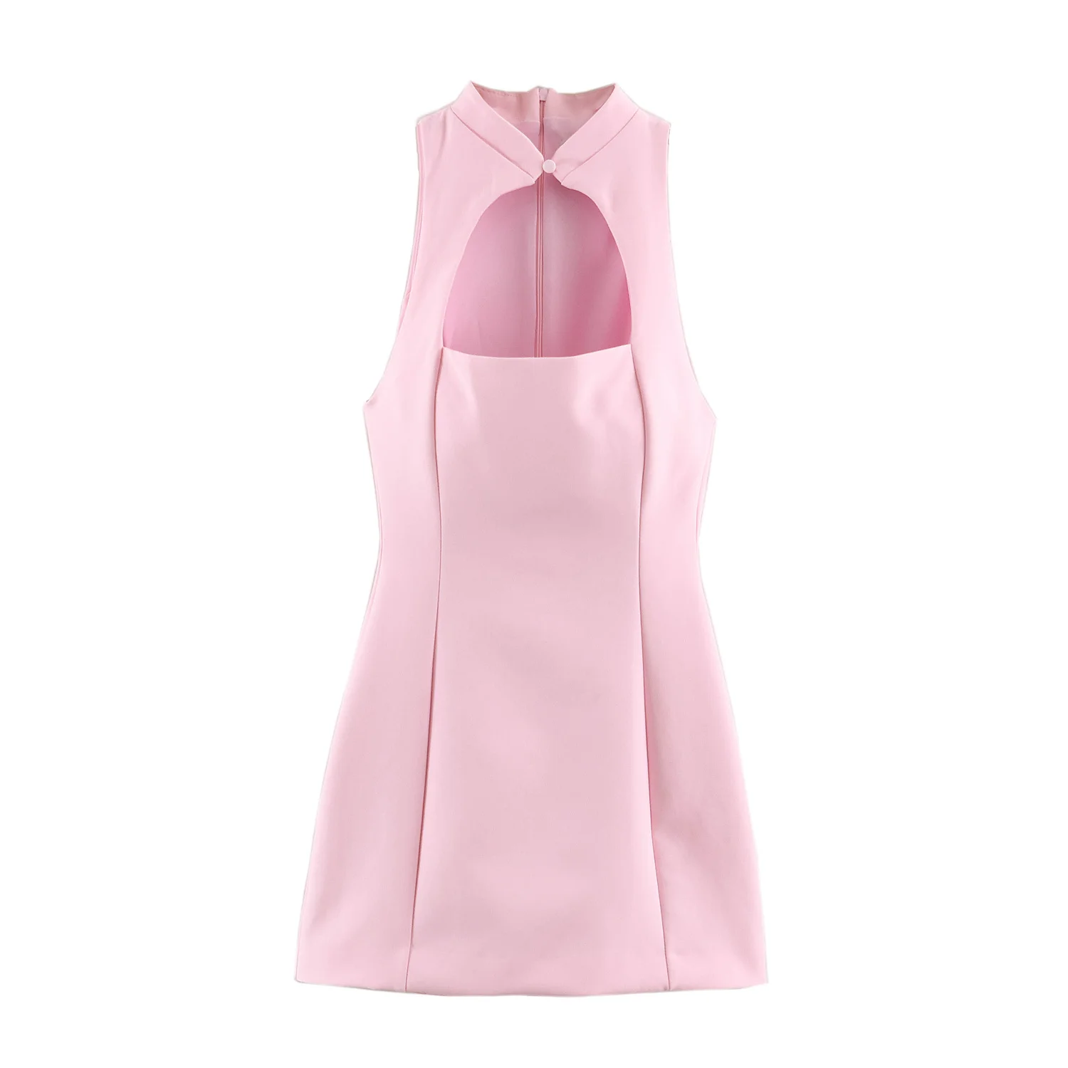 TFMLN Damen Neckholder-Minikleid 2026 Sommer Einfarbig Ärmellos Club-Party Figurbetont Cut-Out-Design Streetwear Mode Elegant – Detail 8