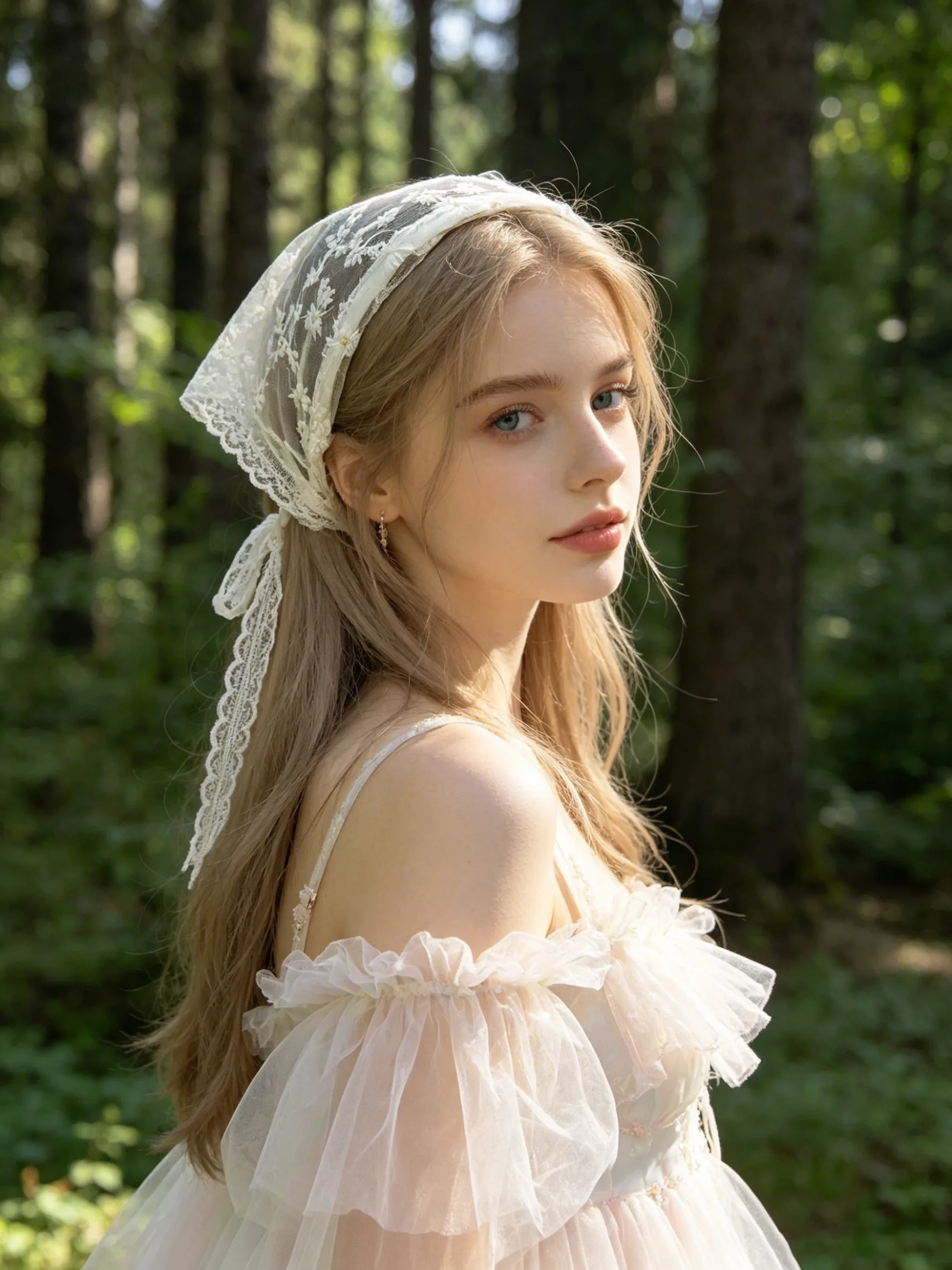AWAYTR Summer Lace Triangle Headscarf Retro Lace Trim Scarf Women Embroidered Lace Hair Hoop Hair Accessories Sweet Headband