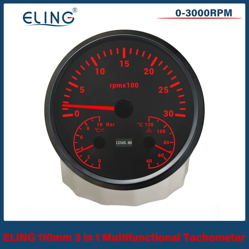 eling-110mm-3-in-1-multifunctional-0-3000rpm-0-6000rpm-tachometer-for-car-boat-with-oil-pressure-water-temp-7-colors-backlight
