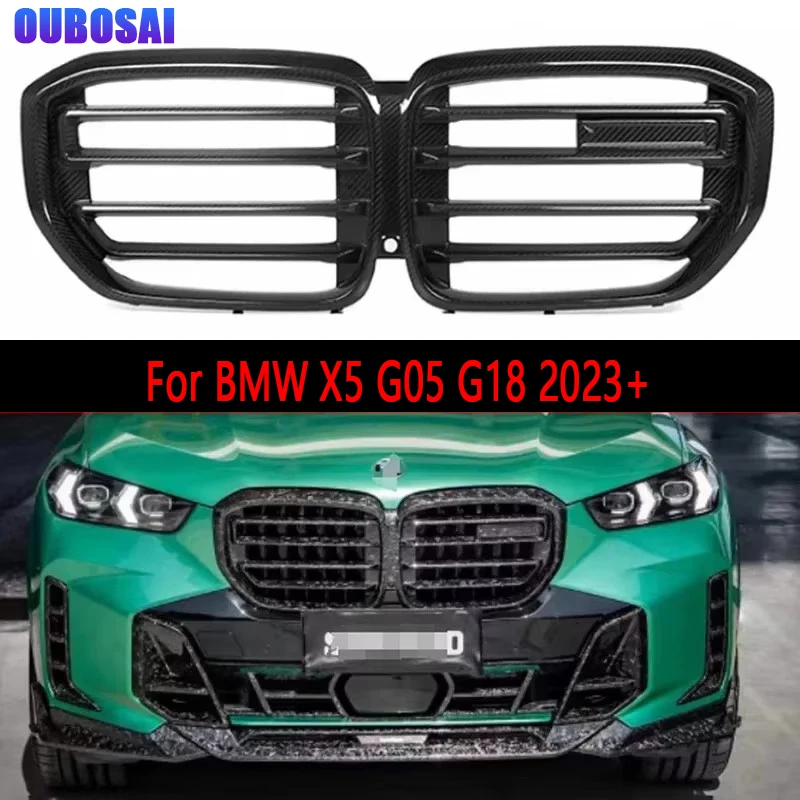 

For BMW X5 G05 G18 2023+ Dry Carbon Fiber Racing Grills Front Bumper Air Vent Cover Trim Foglamp Mesh Grill Frame body kit