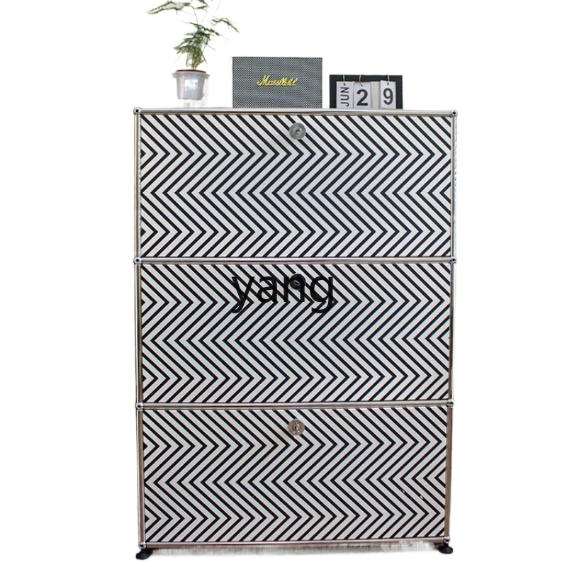 L'm'm Black and White Striped UV Cabinet Modern Storage Storage Sideboard Cabinet