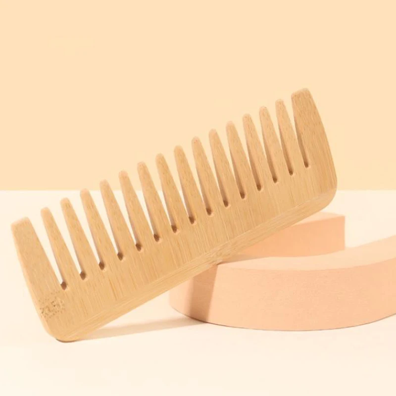 Bamboo Wide Tooth Comb Hair Brushes Detangling Combs Anti-Static Curly Hair For Women Men Smoothing Massaging Home Salon Use