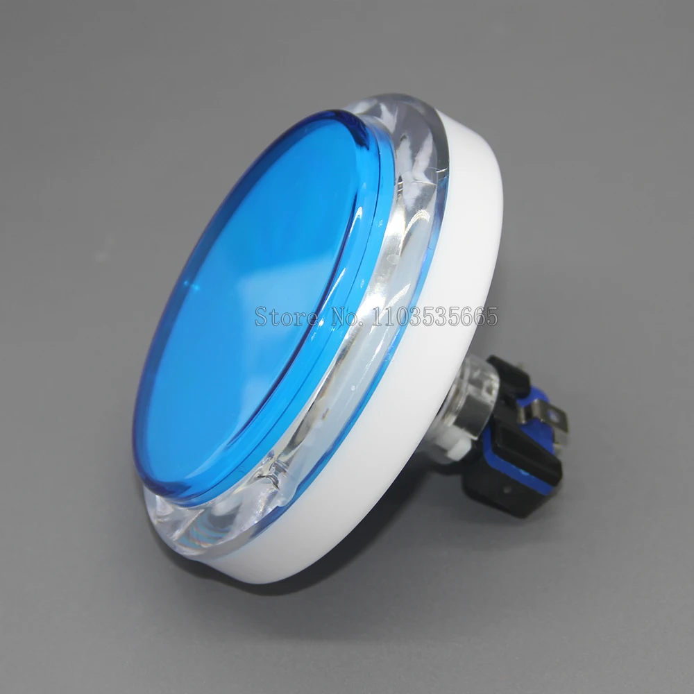 1pcs 100MM Transparent Flat Round Button with micro switch 12V LED light Suitable for Coin Arcade Game Machine Responder Button