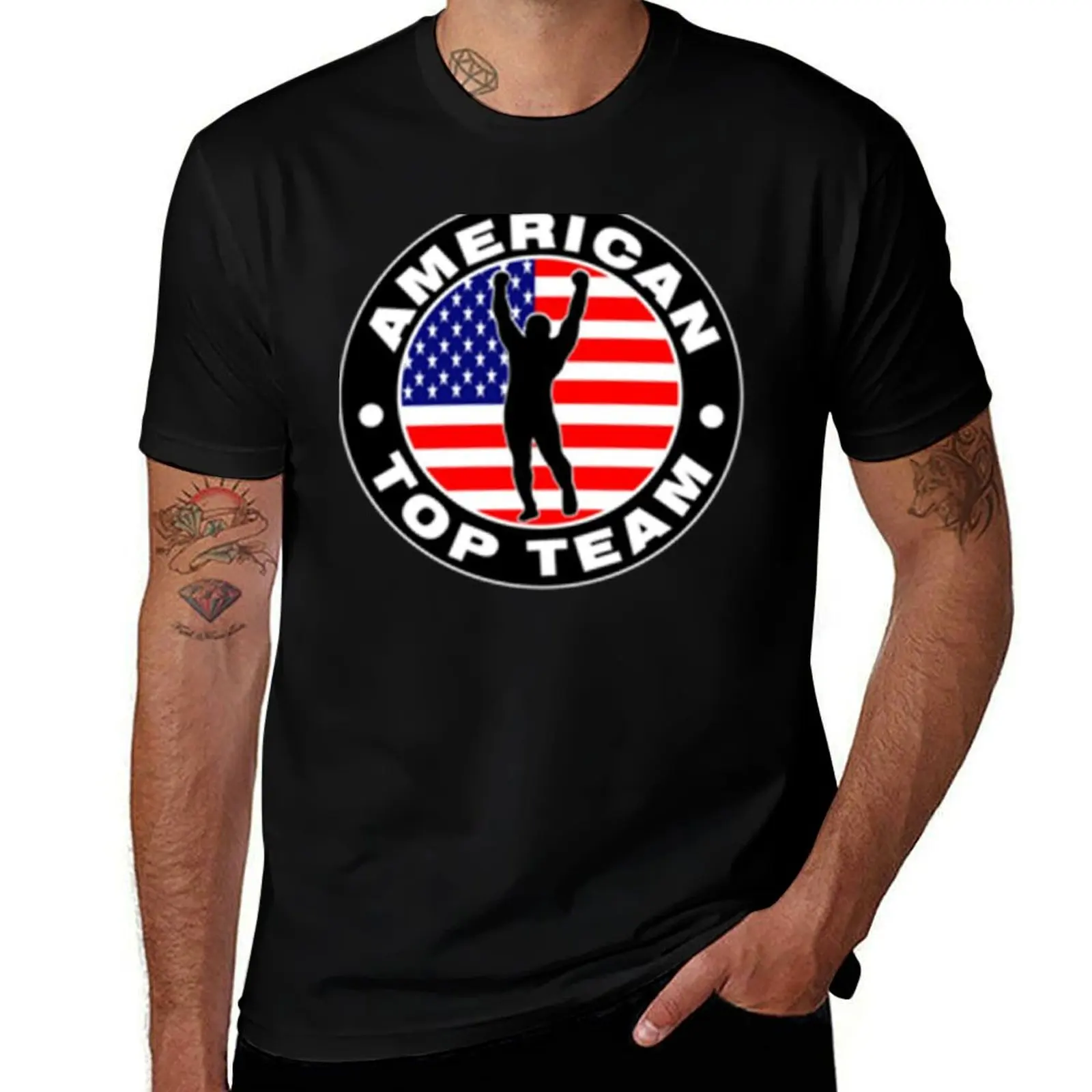 

American Top Team T-Shirt custom shirt vintage korean fashion designer t shirt men