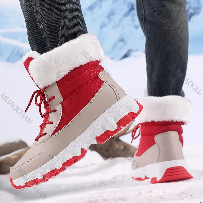 Botas De Nieve Para Mujer: Plataforma, Cálidas, Peludas, Botines Cortos Informales De Felpa Con Cordones_voghion.com